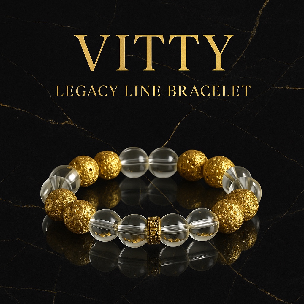 Vitty Legacy Line bracelet with crystal-clear and textured gold-tone beads
